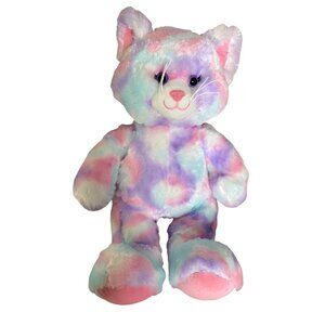 Build-A-Bear Workshop Pastel Swirl Kitty Cotton Candy Cat Plush Stuffed 16" Toy